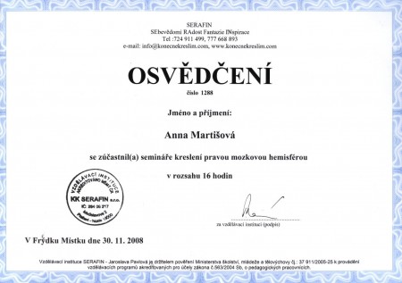 Osvedčenie Kreslenie pravou mozgovou hemisférou